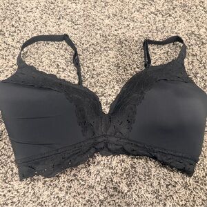 aerie Black Lace-Trim Smooth Cup Bra